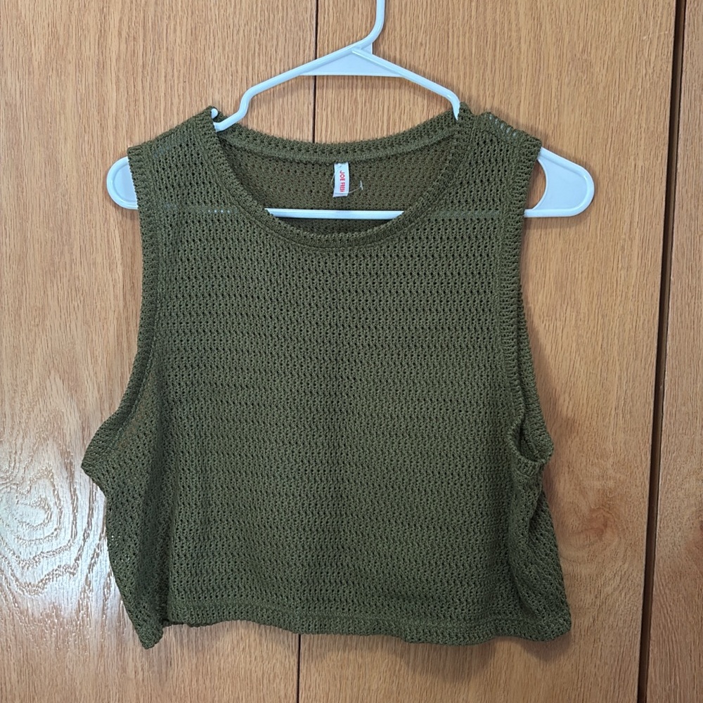 Joe Fresh Olive Green Knit Crop Top
